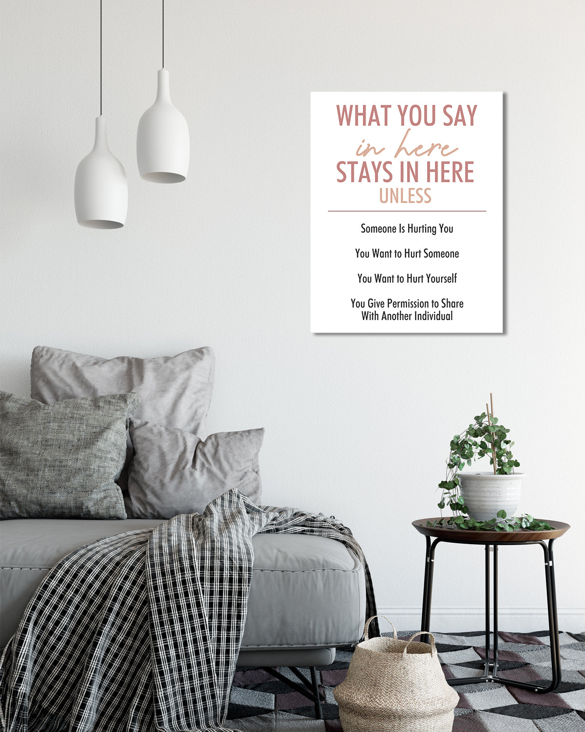 What You Say In Here Stays In Here - Wall Decor for Therapy Office - Mindfulness Wall Decor - Counseling Office - Mental Health Wall Art - School Psychologist, Therapist