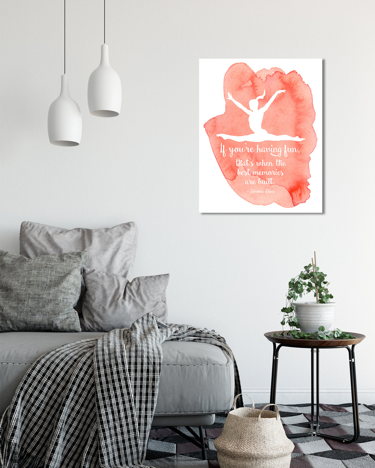 Gymnastics Wall Art - Boho Wall Decor - Girl's Bedroom - Gymnast Wall Decorations for Bedroom - Simone Biles Quotes - Motivational Quotes Wall Art - Inspirational Quotes
