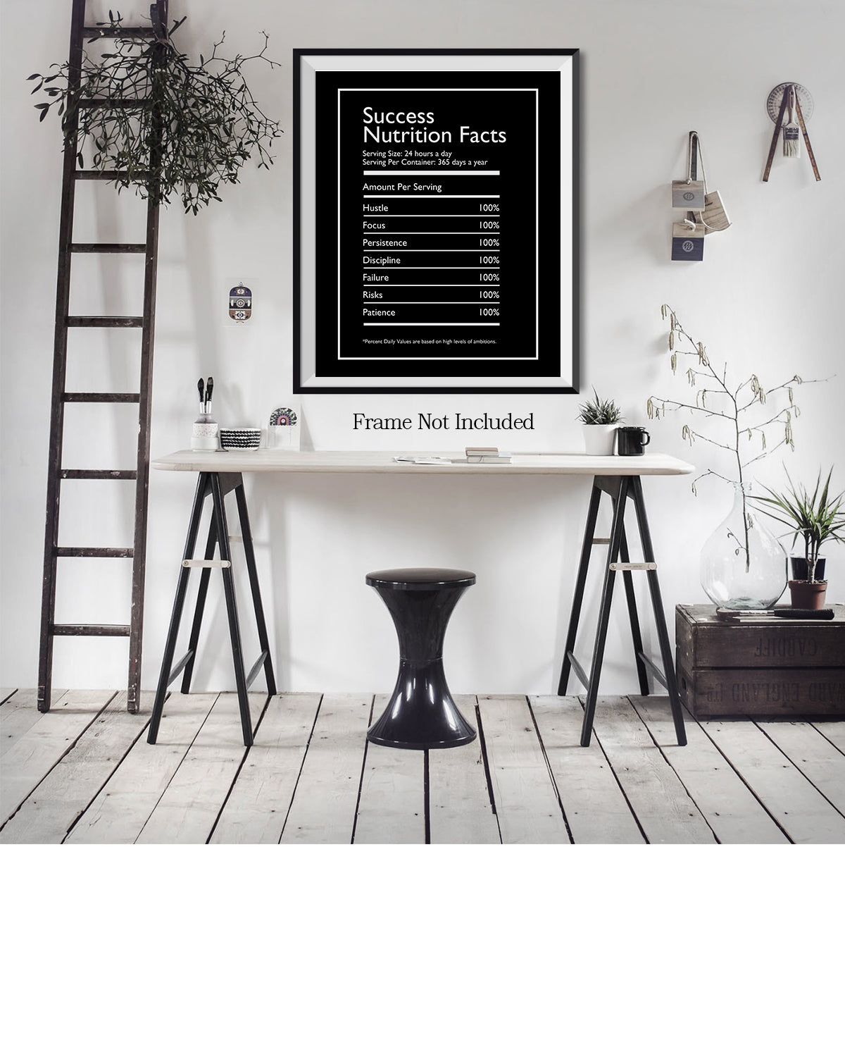 Success Nutrition Facts Motivational Wall Art - Inspirational Wall Decor for Office