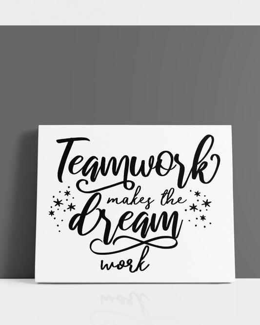 Govivo Teamwork Makes The Dream Work - Motivational Quote Wall Art Print - Wall Decor for Office, Cubicle and Bedroom - Inspirational Wall Art