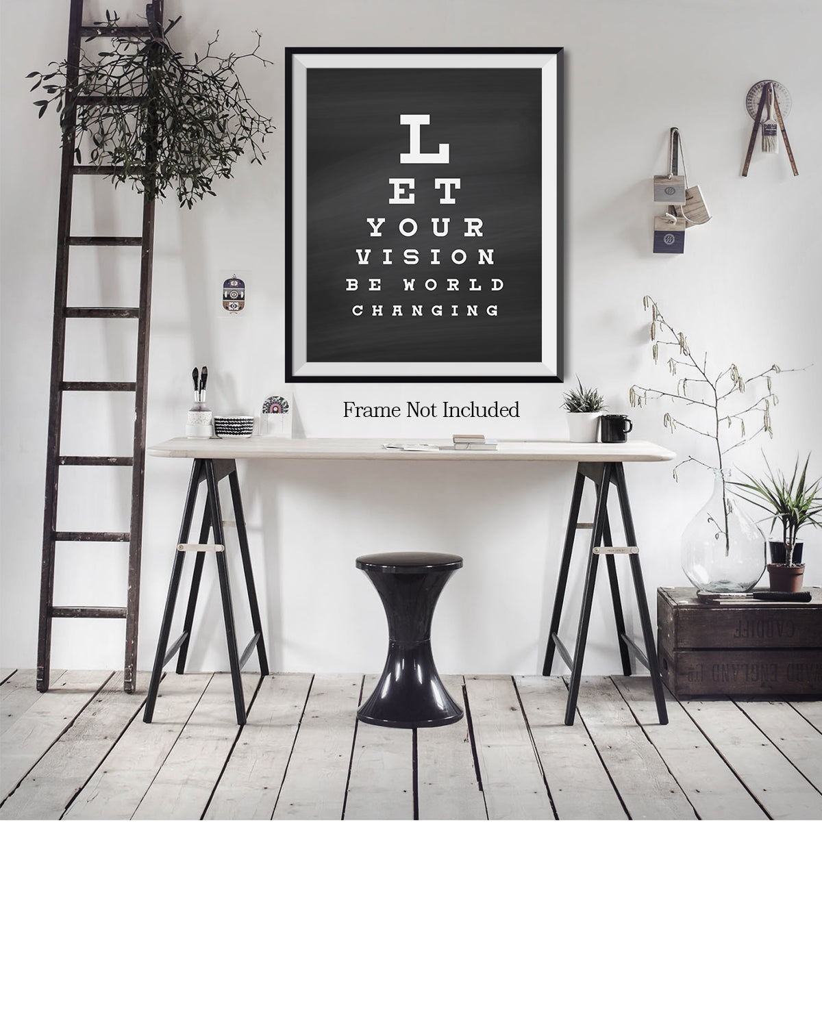 Let Your Vision Be World Changing - Motivational Quote Wall Art Print - Wall Decor for Office, Cubicle and Bedroom - Inspirational Wall Art