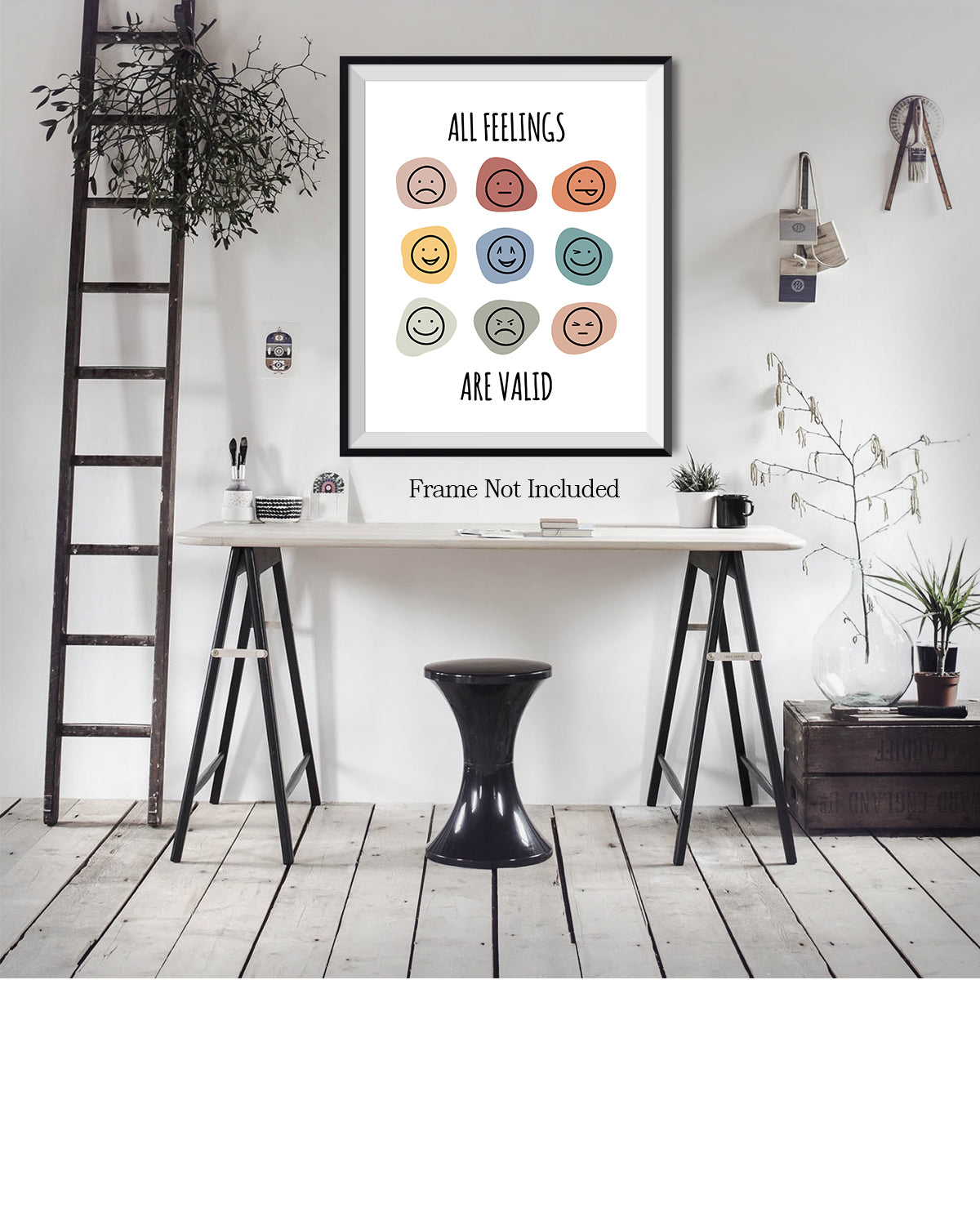 All Feelings Are Valid - Wall Decor for Therapy Office - Mindfulness Wall Decor - Counseling Office - Mental Health Wall Art - School Psychologist, Therapist Wall Art