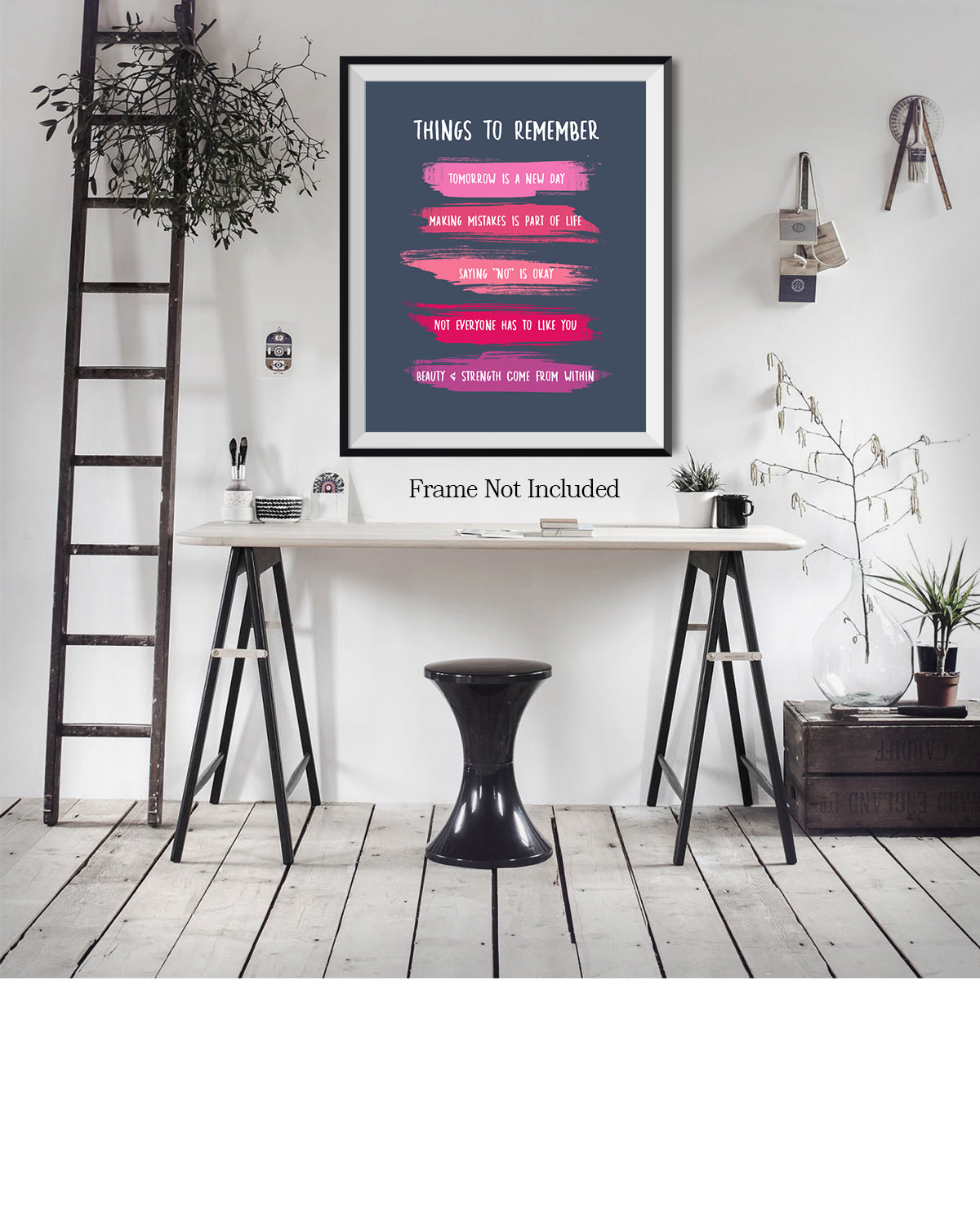 Things To Remember Inspirational Wall Art - Positive Affirmations Wall Decor for Women Girls Teens Daughter - Uplifting Aesthetic Home Decor for Bathroom and Bedroom