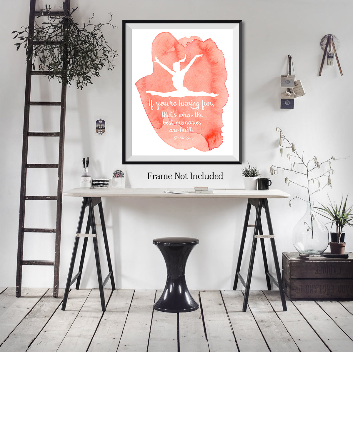 Gymnastics Wall Art - Boho Wall Decor - Girl's Bedroom - Gymnast Wall Decorations for Bedroom - Simone Biles Quotes - Motivational Quotes Wall Art - Inspirational Quotes