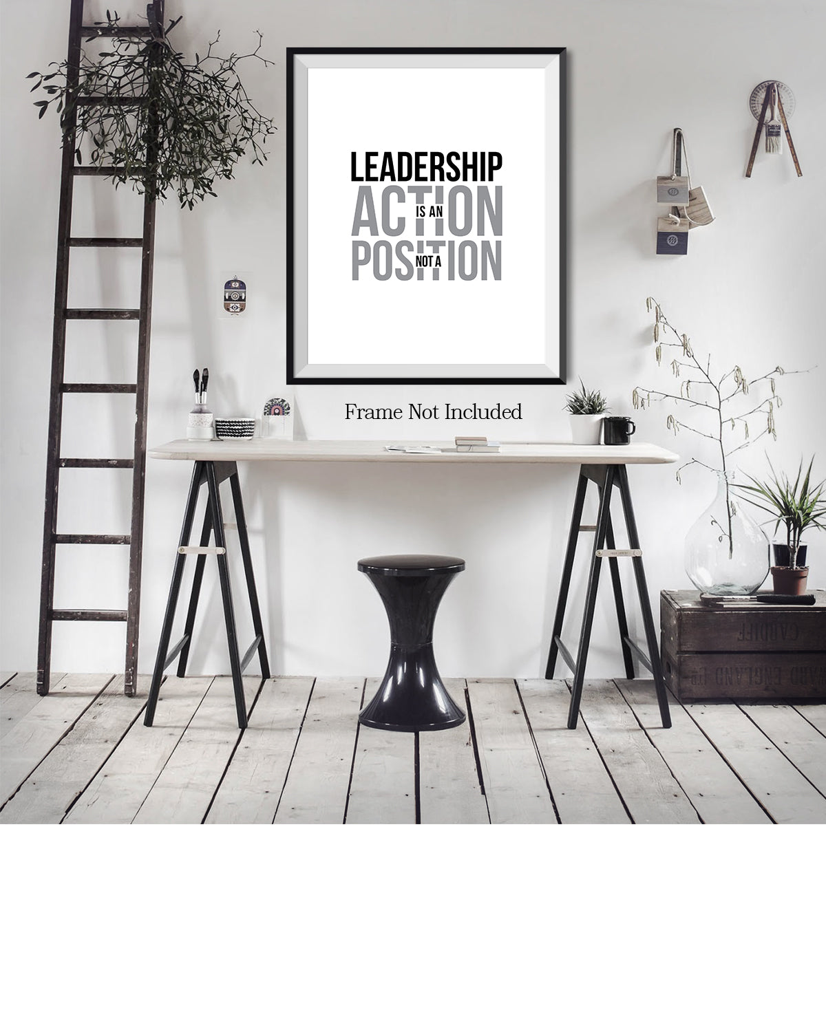 Leadership Is An Action Not A Position - Motivational Quote Wall Art Print - Wall Decor for Office, Cubicle and Bedroom - Inspirational Wall Art