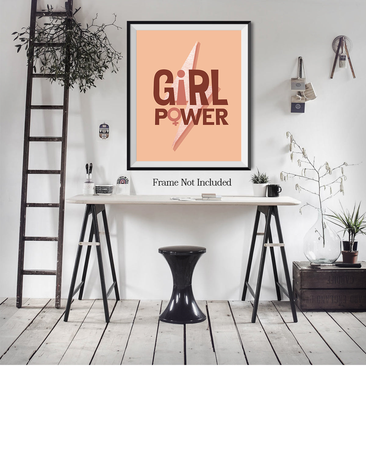 Govivo Girl power room decor - inspirational gifts for women - bedroom wall decor for women or dorm wall decor - office wall art women