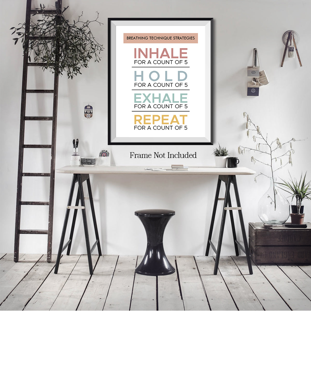 Breathing Technique Strategies - Wall Decor for Therapy Office - Mindfulness Wall Decor - Counseling Office - Mental Health Wall Art - School Psychologist, Therapist