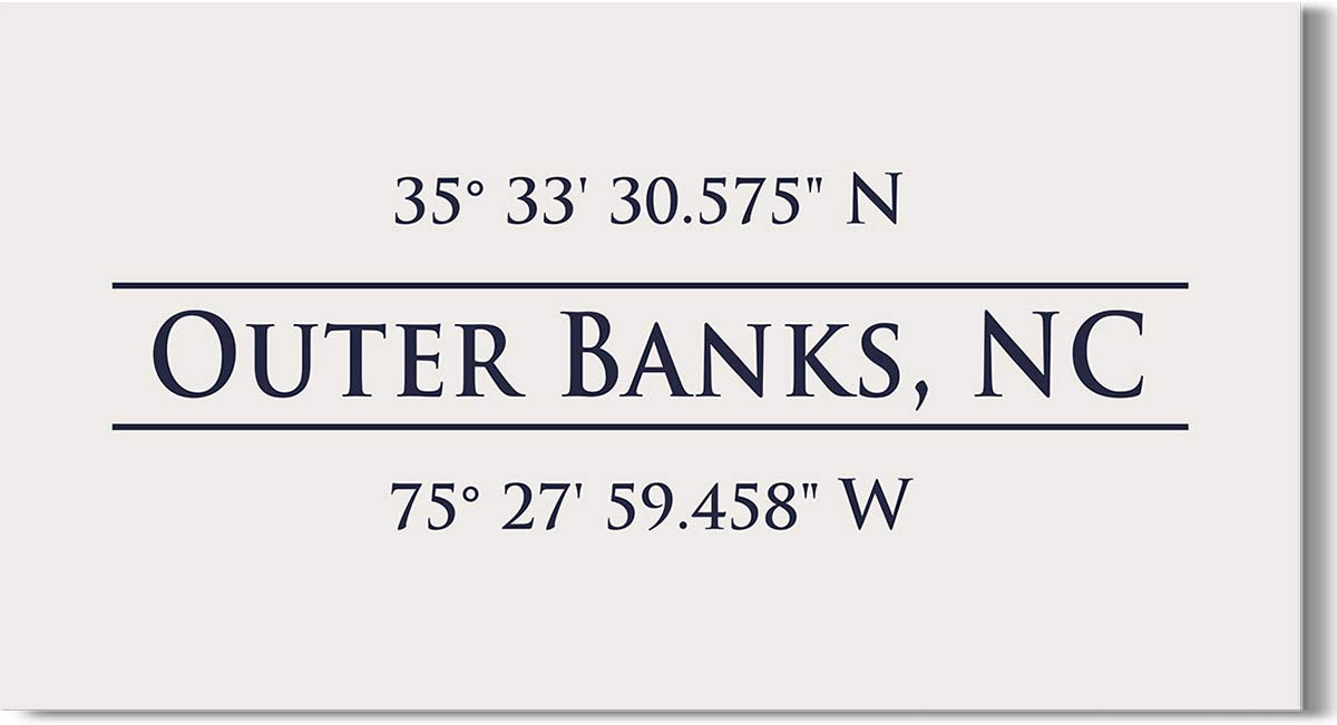 Outer Banks, NC 35° 33' 30.575" N, 75° 27' 59.458" W - Wall Decor Art Canvas with an offwhite background - Ready to Hang - Great for above a couch, table, bed or more