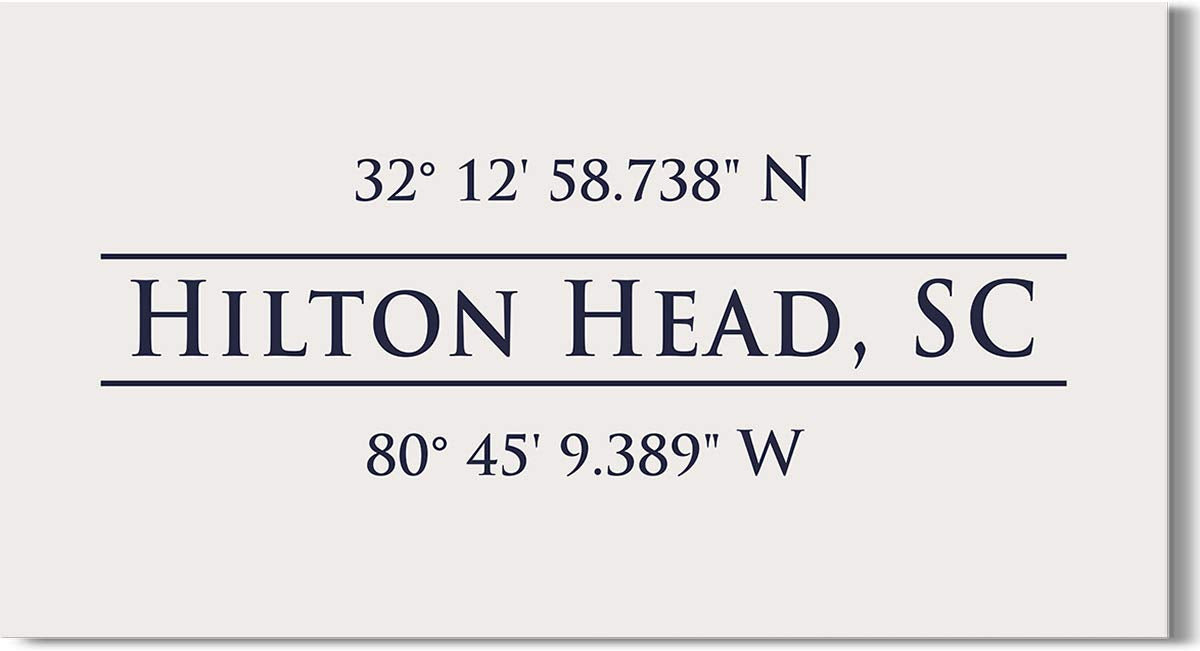 Hilton Head, SC 32° 12' 58.738" N, 80° 45' 9.389" W - Wall Decor Art Canvas with an offwhite background - Ready to Hang - Great for above a couch, table, bed or more