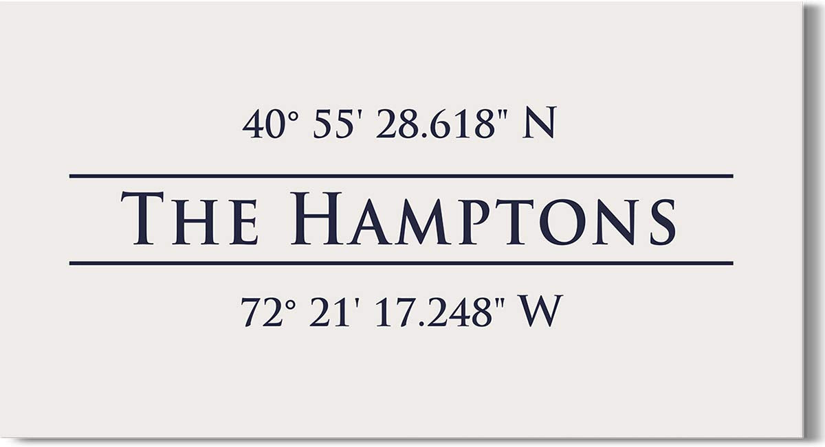 The Hamptons 40° 55' 28.618" N, 72° 21' 17.248" W - Wall Decor Art Canvas with an offwhite background - Ready to Hang - Great for above a couch, table, bed or more