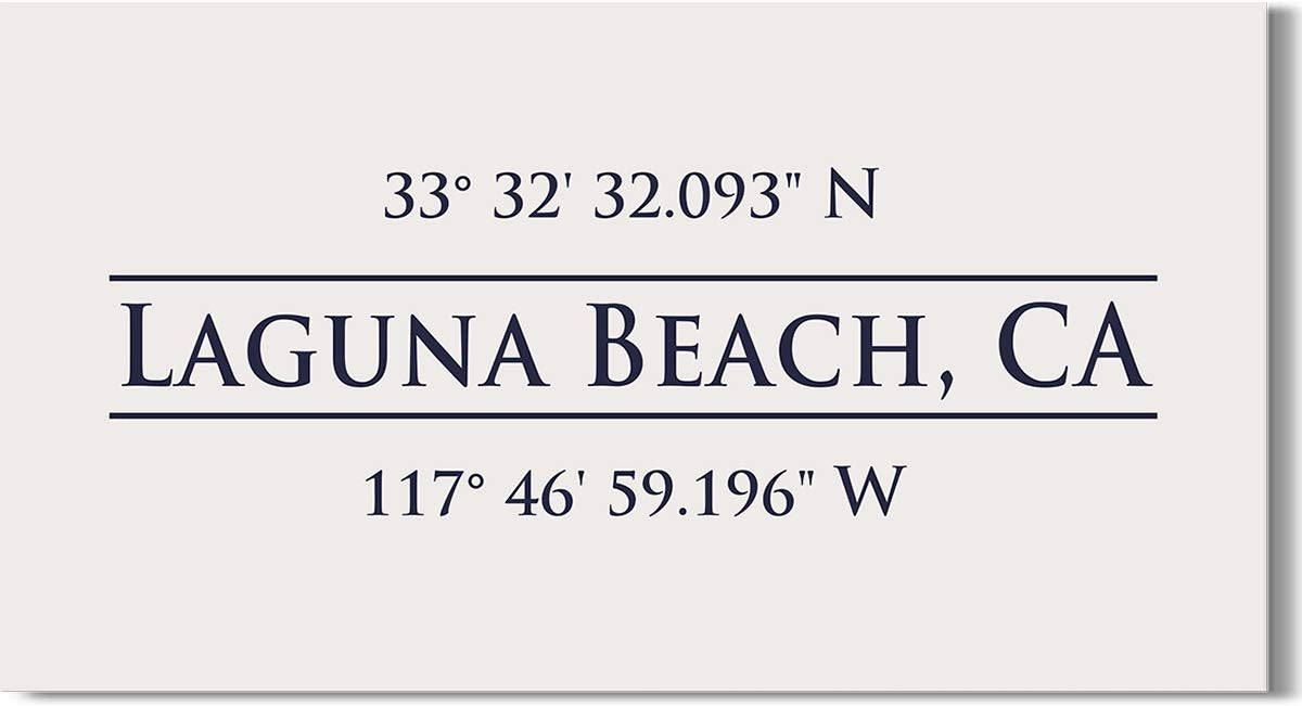 Laguna Beach, CA 33° 32' 32.093" N, 117° 46' 59.196" W - Wall Decor Art Canvas with an offwhite background - Ready to Hang - Great for above a couch, table, bed or more