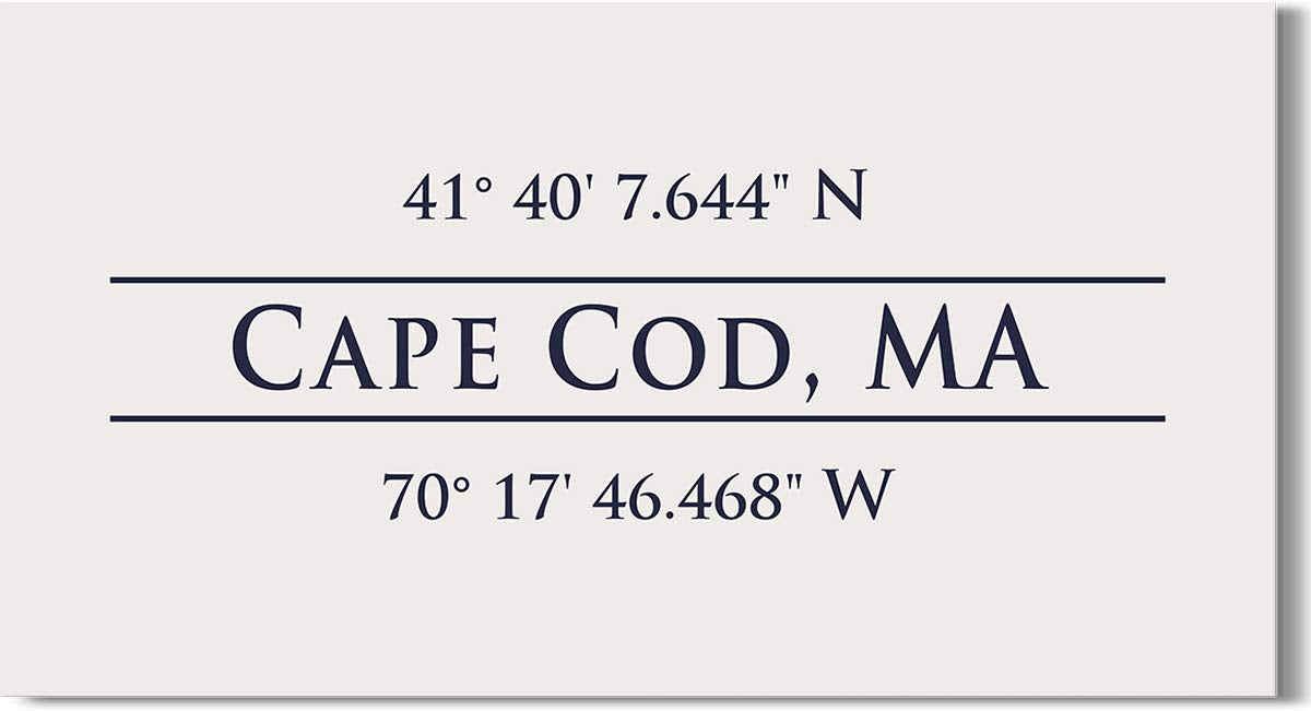 Cape Cod, MA 41° 40' 7.644" N, 70° 17' 46.468" W - Wall Decor Art Canvas with an offwhite background - Ready to Hang - Great for above a couch, table, bed or more