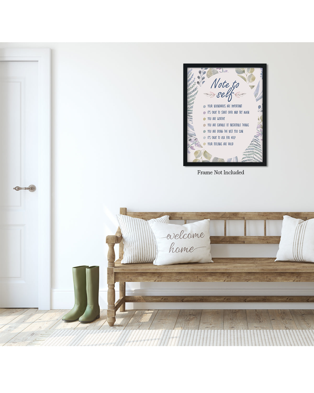 Note To Self Your Boundaries Are Important You are Worthy Affirmation Wall Decor