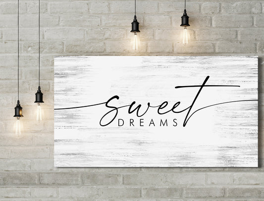Above Bed Wall Decor for Bedroom - Sweet Dreams Master Bedroom Wall Art - Minimalist Farmhouse Decor - Wedding Gift for Couple - Bridal Shower Gift