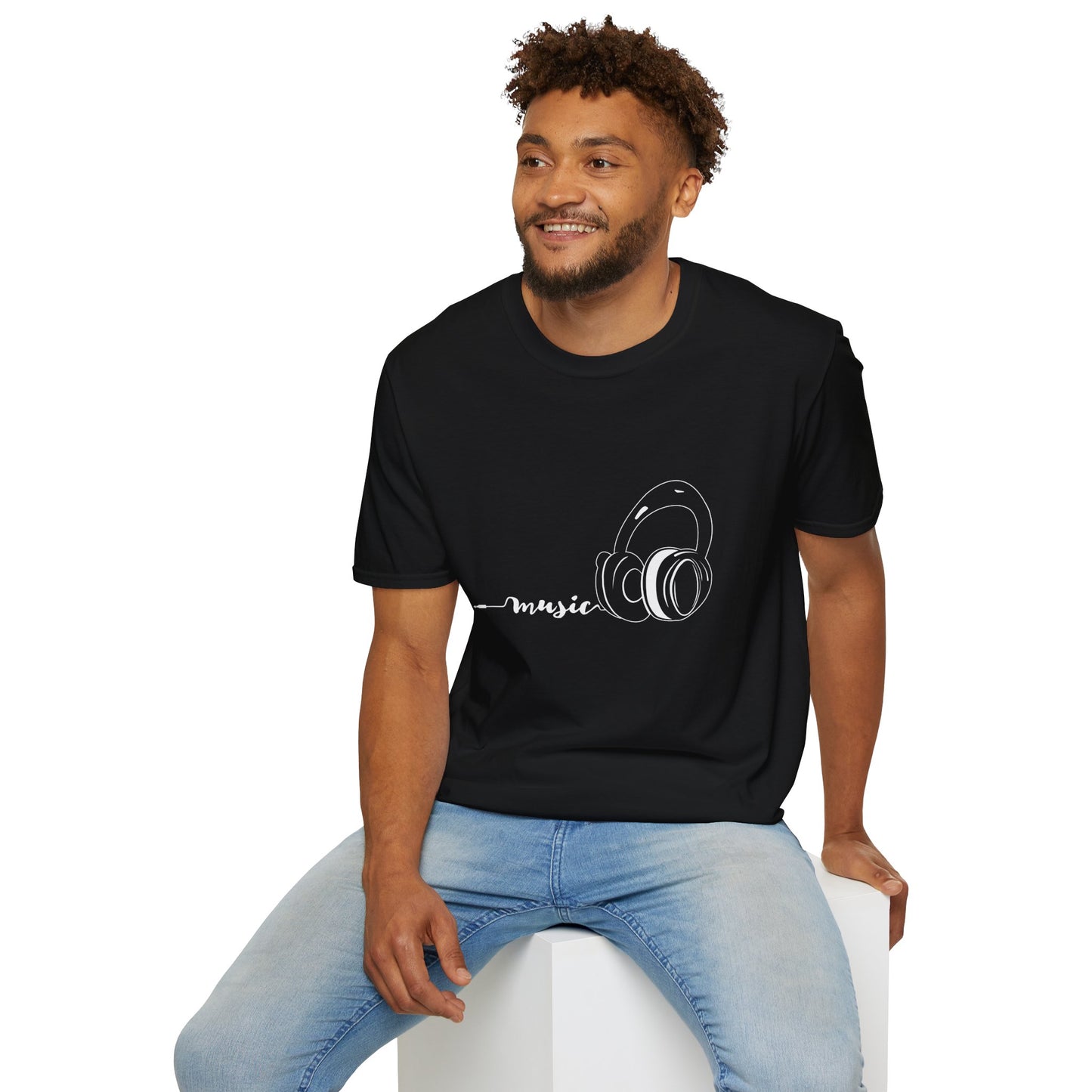 Music white - Unisex Softstyle T-Shirt