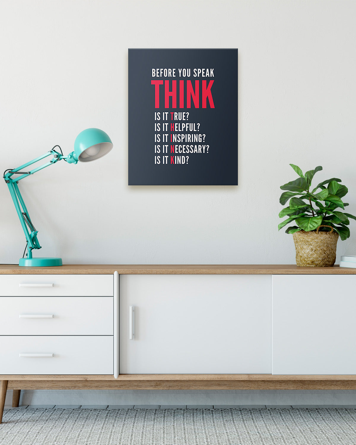 Before You Speak Think Room Decor - Inspirational Wall Art - Motivational Wall Decor for Office