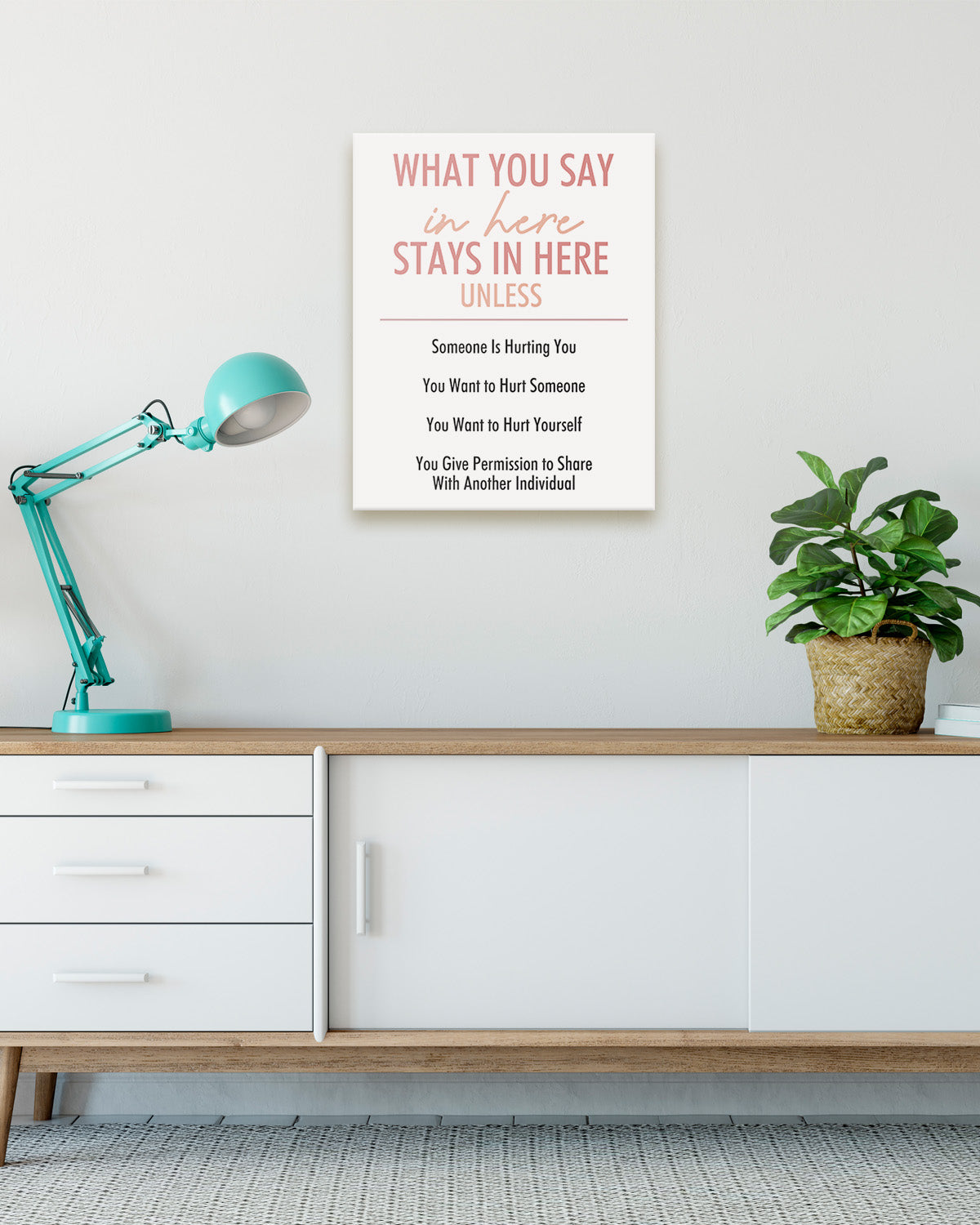 What You Say In Here Stays In Here - Wall Decor for Therapy Office - Mindfulness Wall Decor - Counseling Office - Mental Health Wall Art - School Psychologist, Therapist