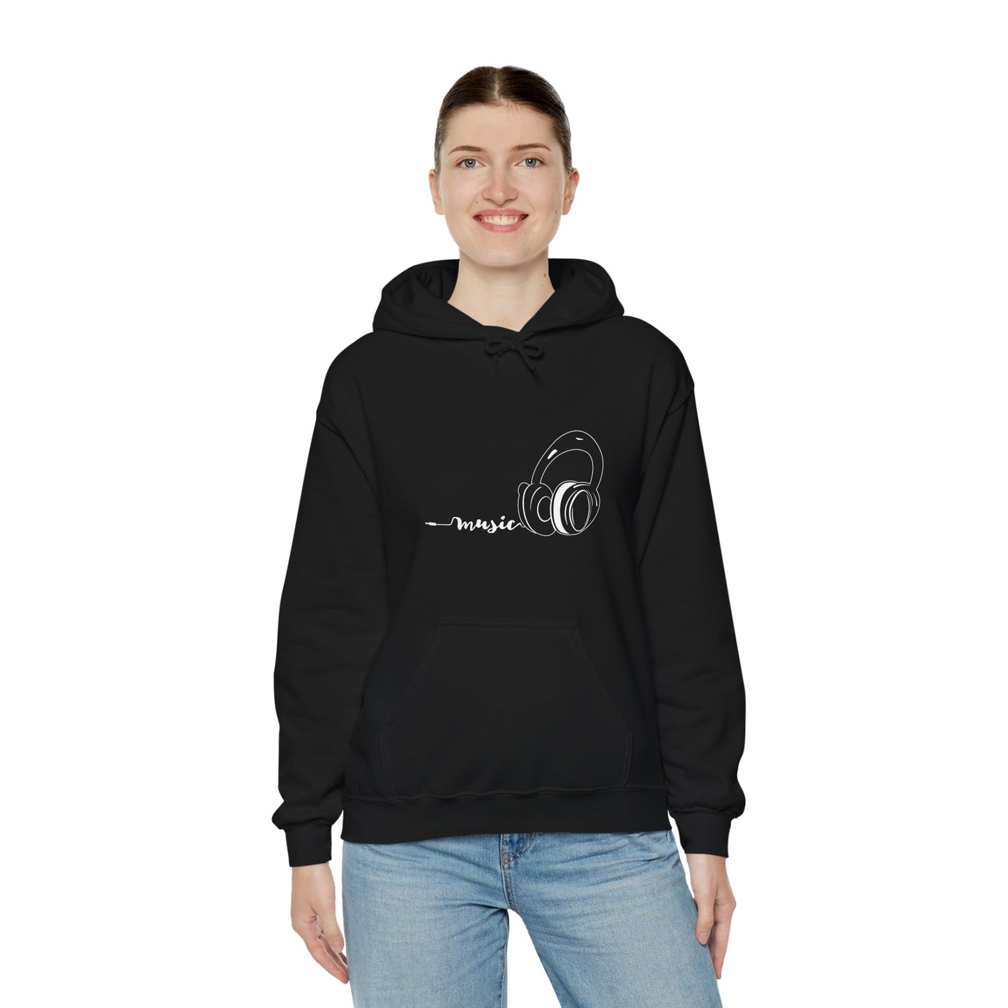 Music white - Unisex Heavy Blend™ Hooded Sweatshirt
