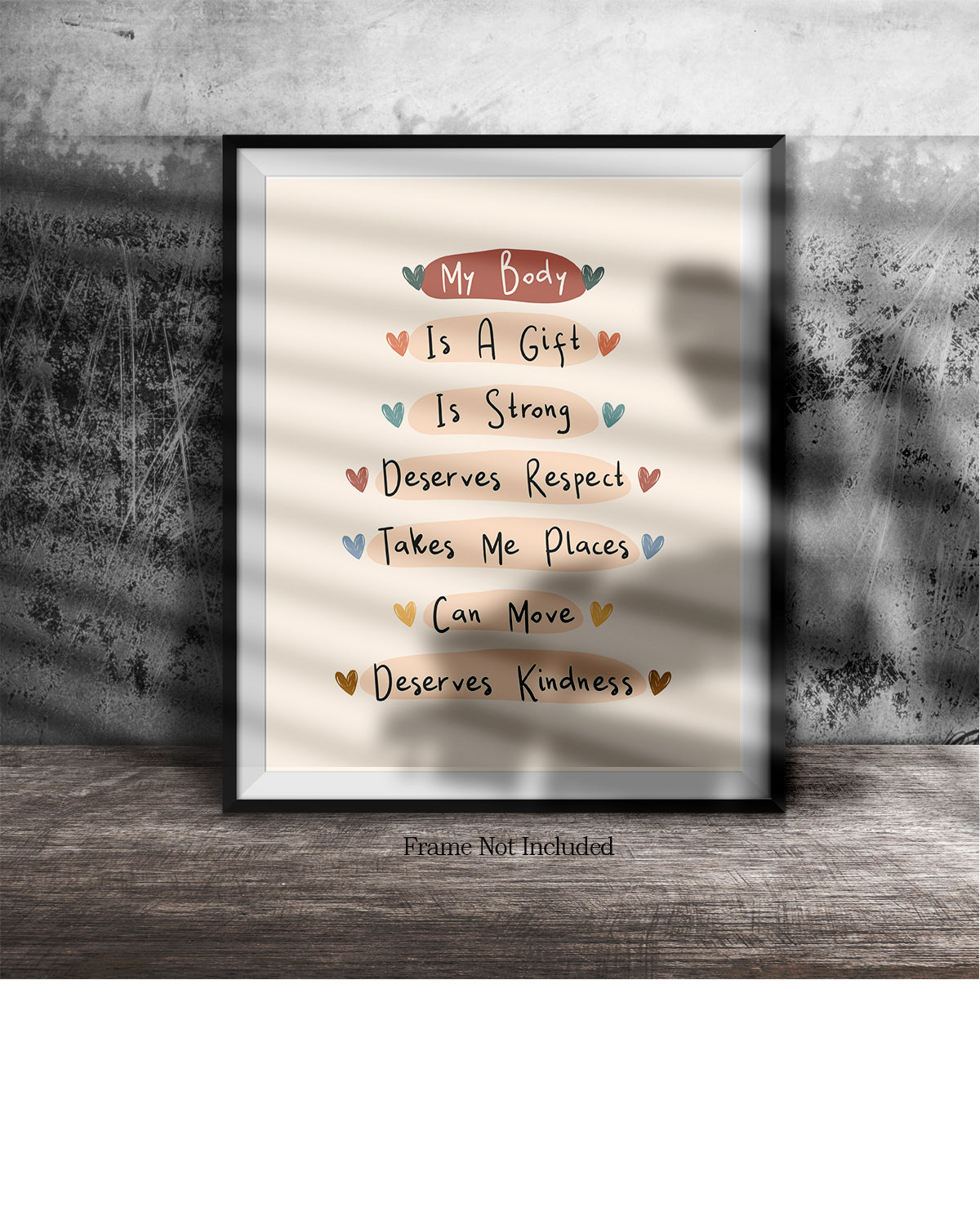 My Body Is A Gift Is Strong Deserves Respect Inspirational Wall Art - Positive Affirmations Wall Decor for Women Girls Teens Daughter