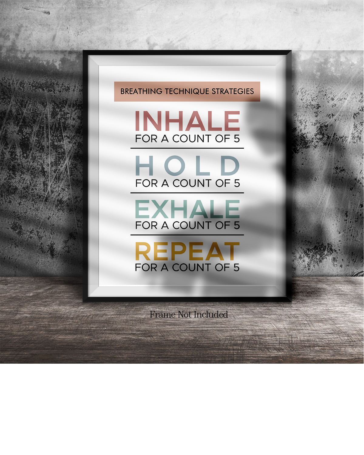 Breathing Technique Strategies - Wall Decor for Therapy Office - Mindfulness Wall Decor - Counseling Office - Mental Health Wall Art - School Psychologist, Therapist