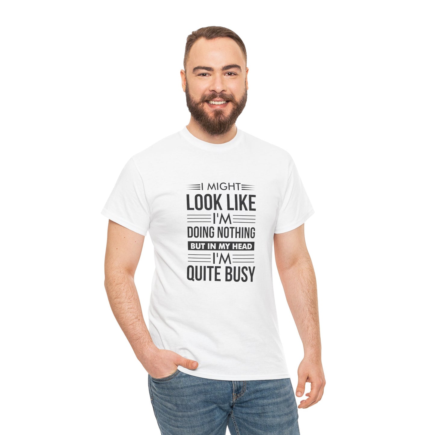 Look like I'm doing nothing text Unisex Heavy Cotton Tee