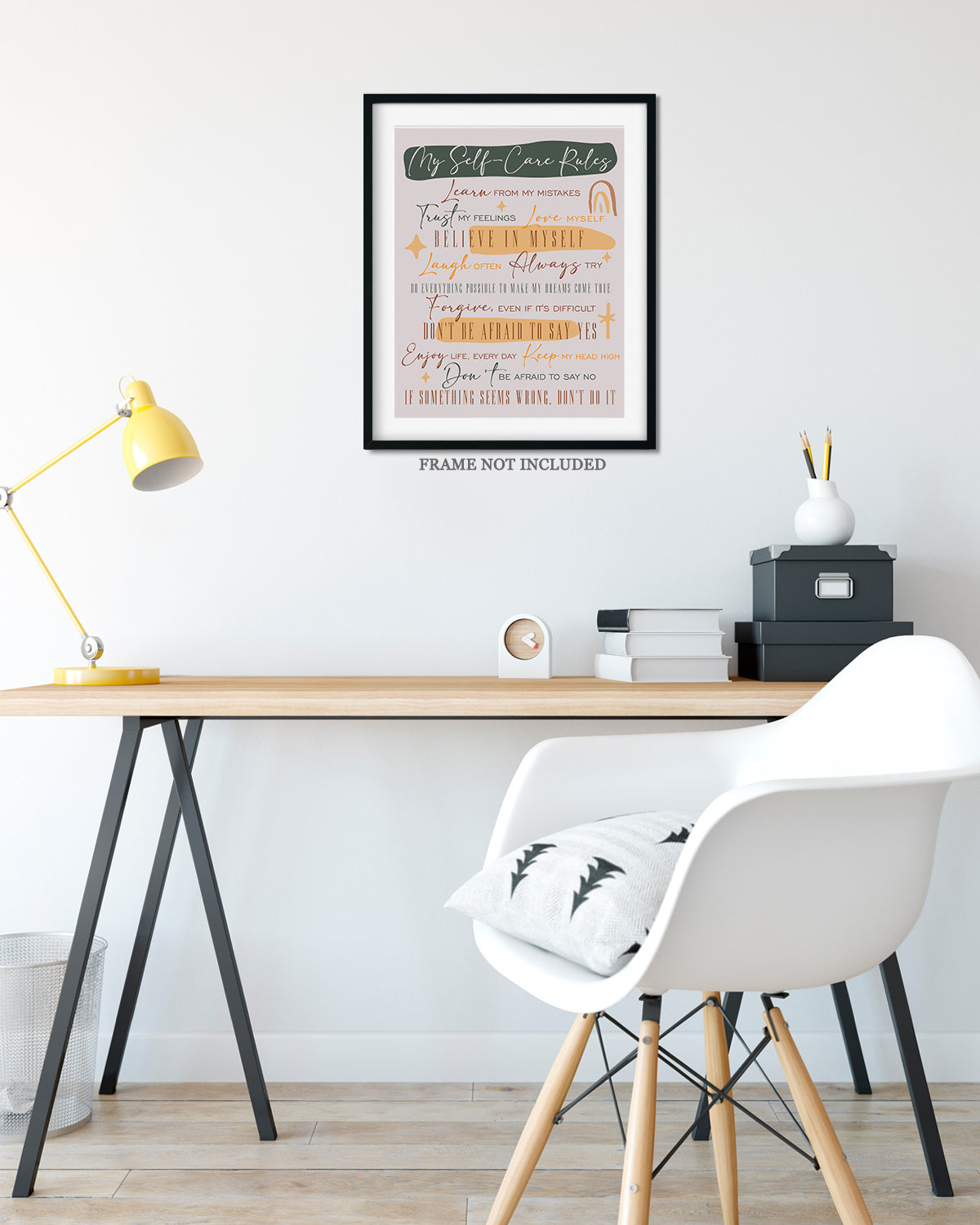 My Self Care Rules Inspirational Wall Art - Positive Affirmations Wall Decor