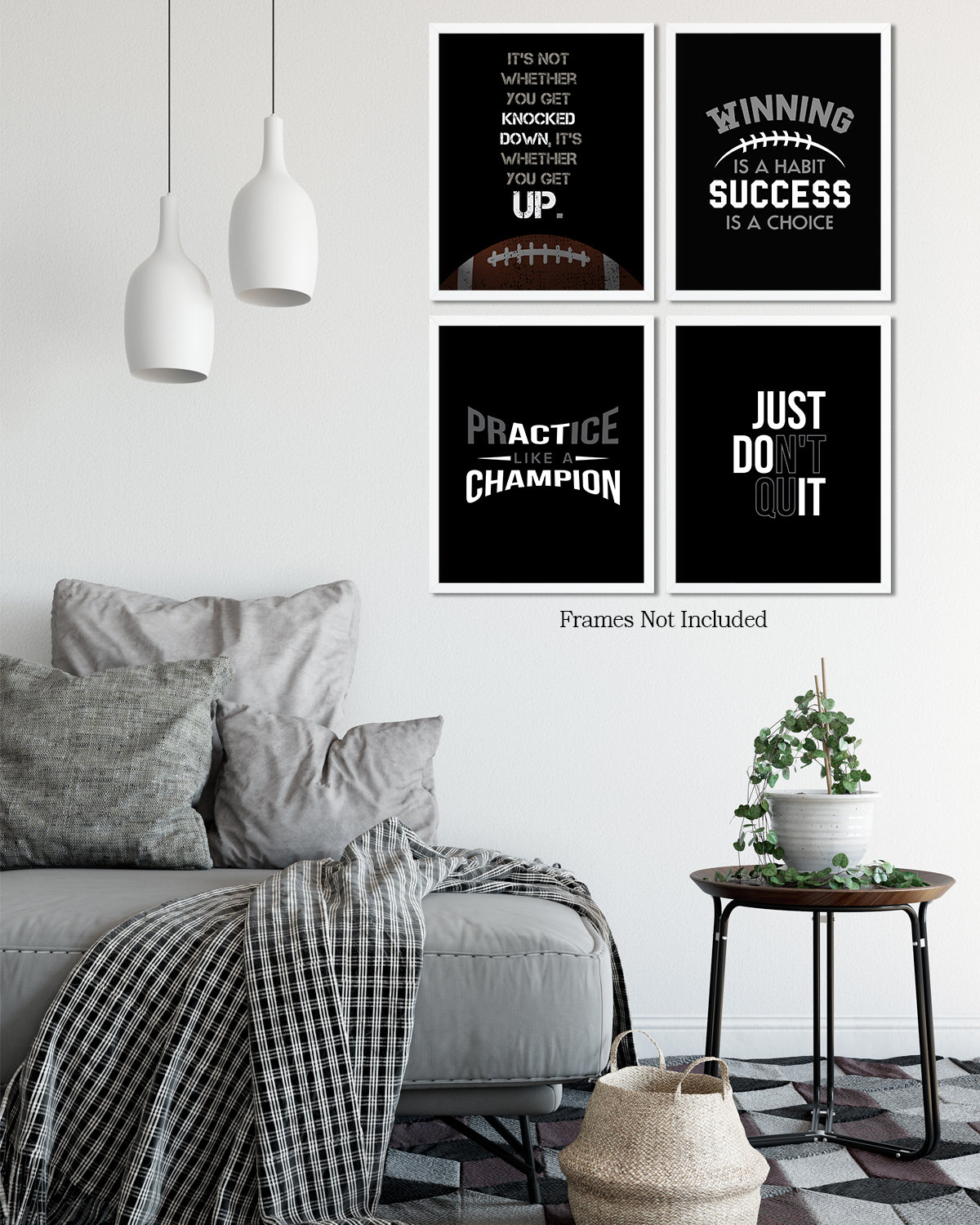 Inspirational Football Wall Art for Boys, Kids Room, Family or Game Room, Man Cave, Den - Home Decor Gift for Sports Fans, Football Players