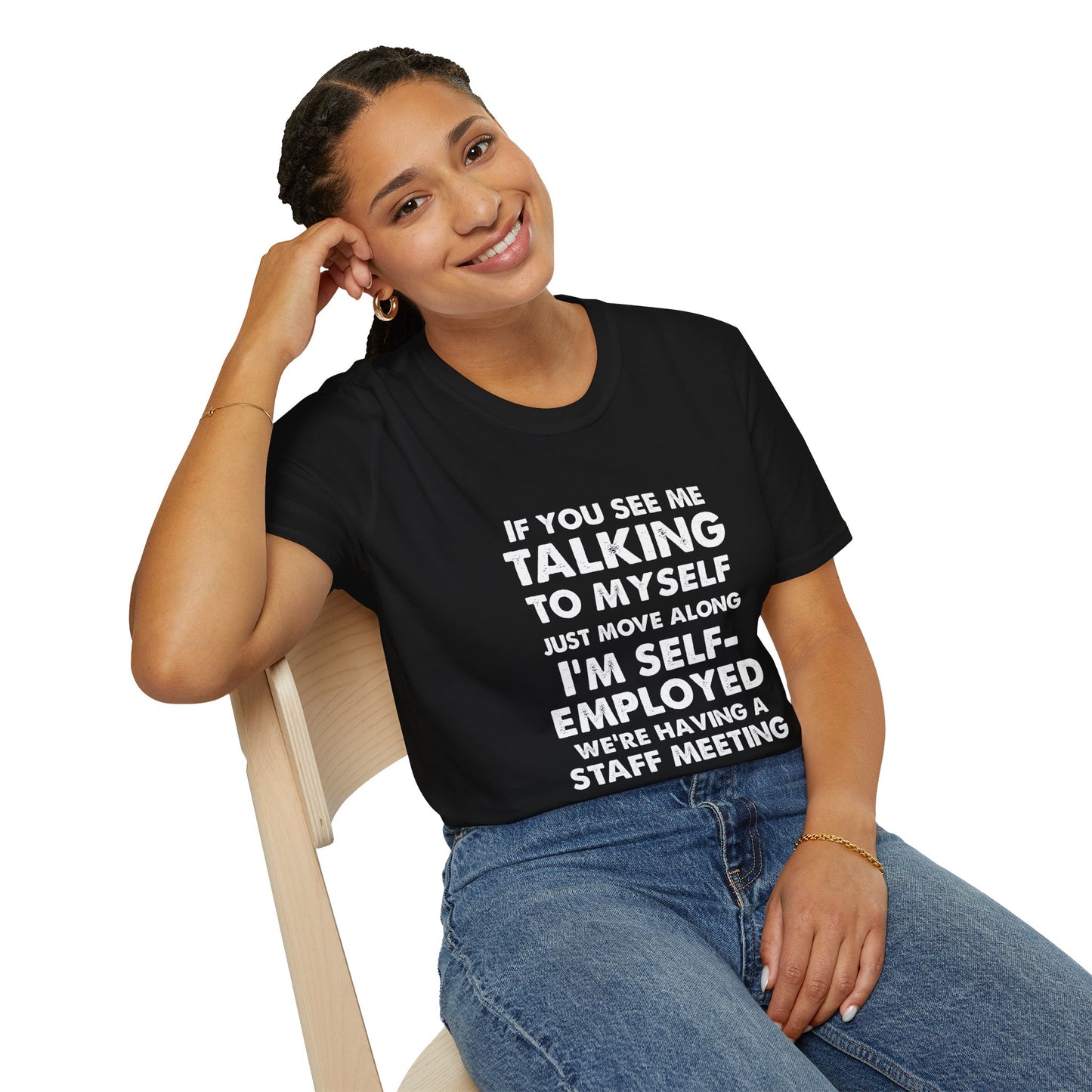 I'm Selfemployed white text - Unisex Softstyle T-Shirt