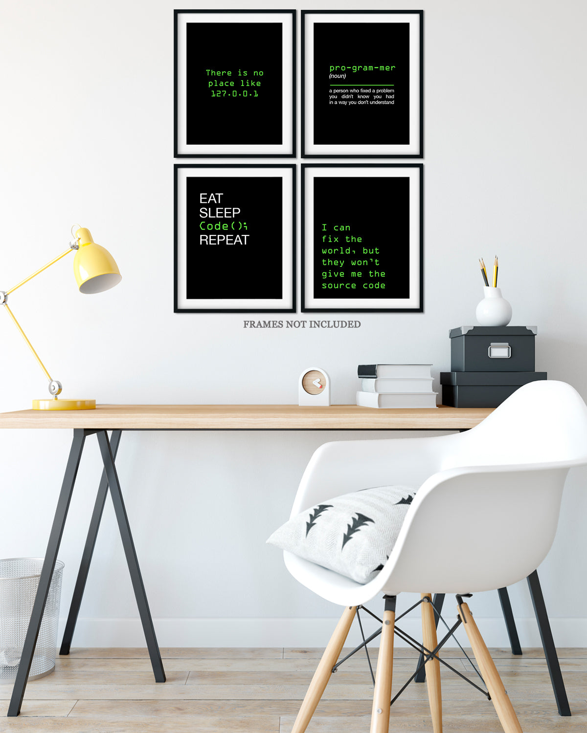 Coding Gifts Room Decor - Set of 4 Fun Office Decor - Great Wall Art Gift for Programmers, Graduation, New Job, Student