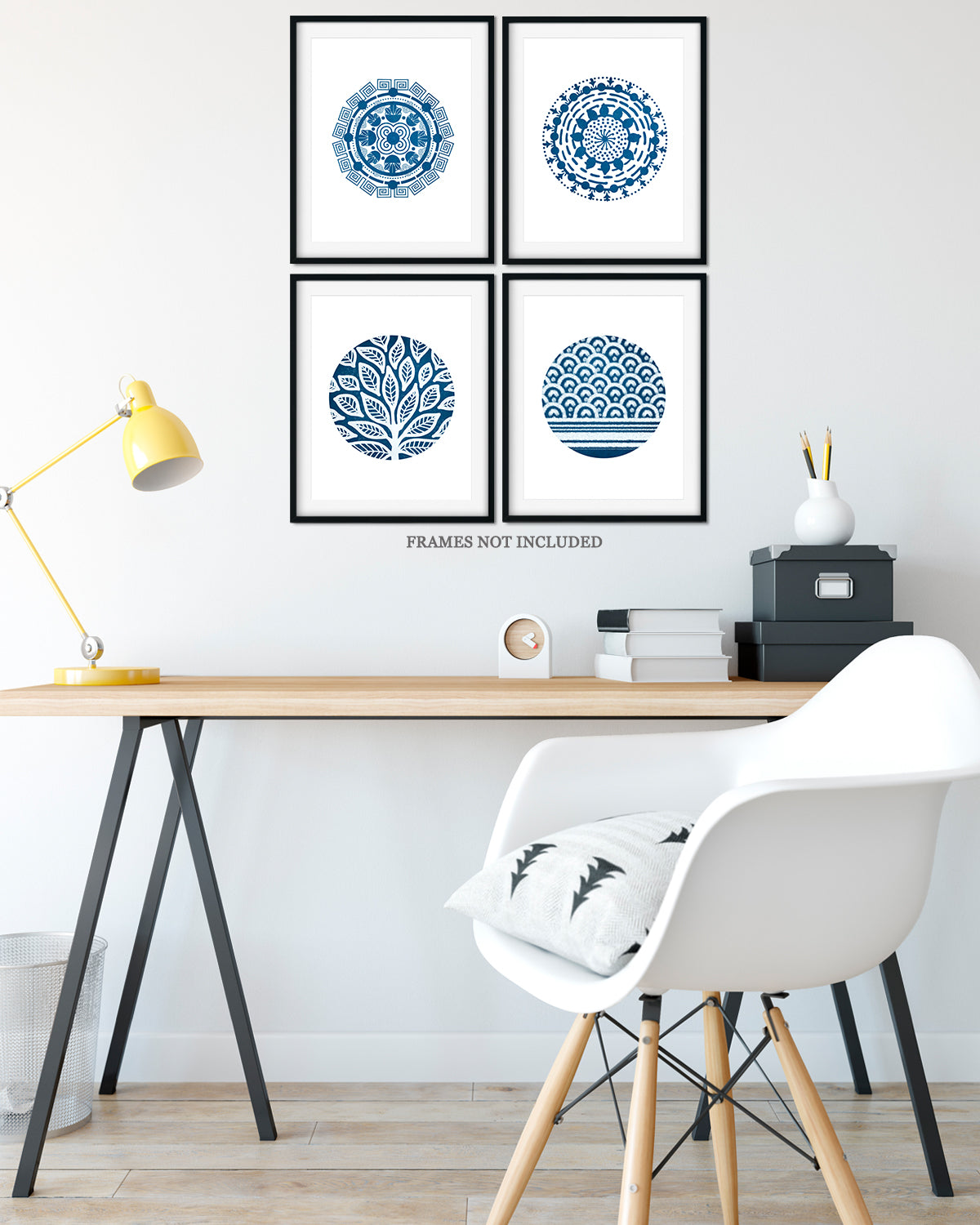 Set of 4 geometric abstract images for bathroom, kitchen, office, design studio - Beautiful gift for women