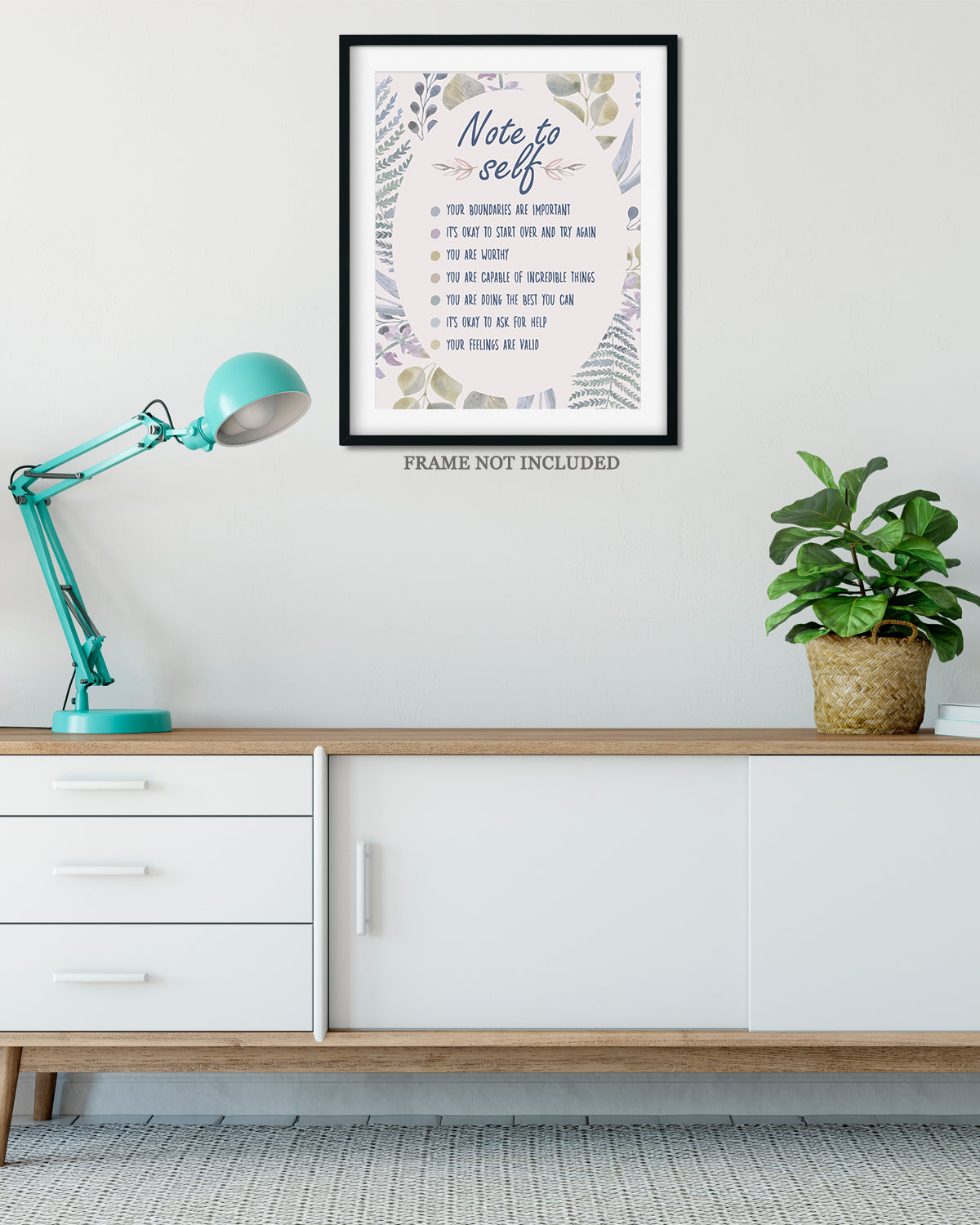Note To Self Your Boundaries Are Important You are Worthy Affirmation Wall Decor