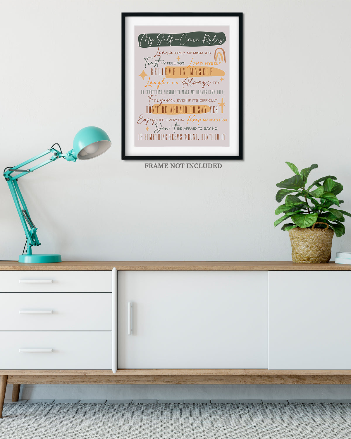 My Self Care Rules Inspirational Wall Art - Positive Affirmations Wall Decor