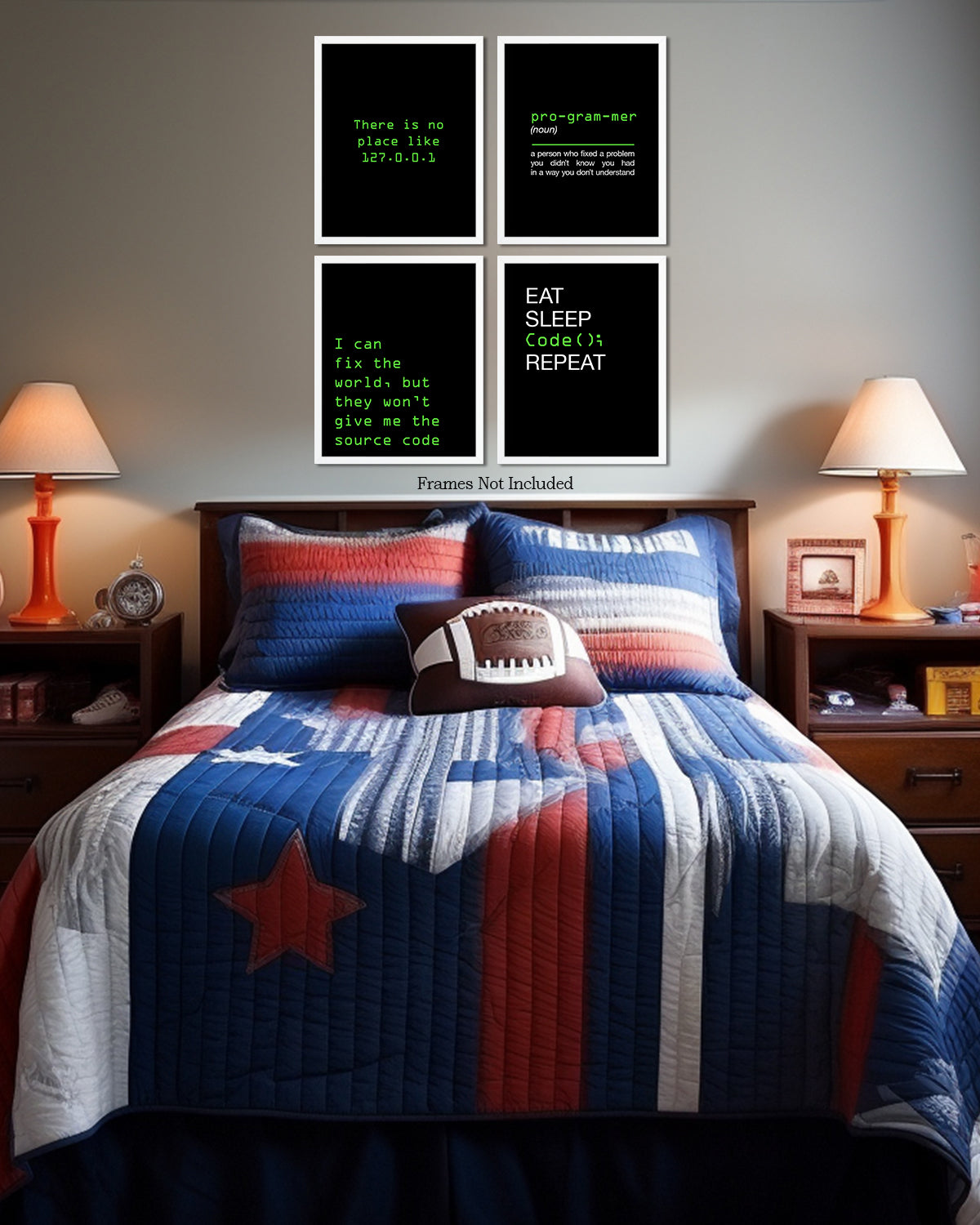 Coding Gifts Room Decor - Set of 4 Fun Office Decor - Great Wall Art Gift for Programmers, Graduation, New Job, Student