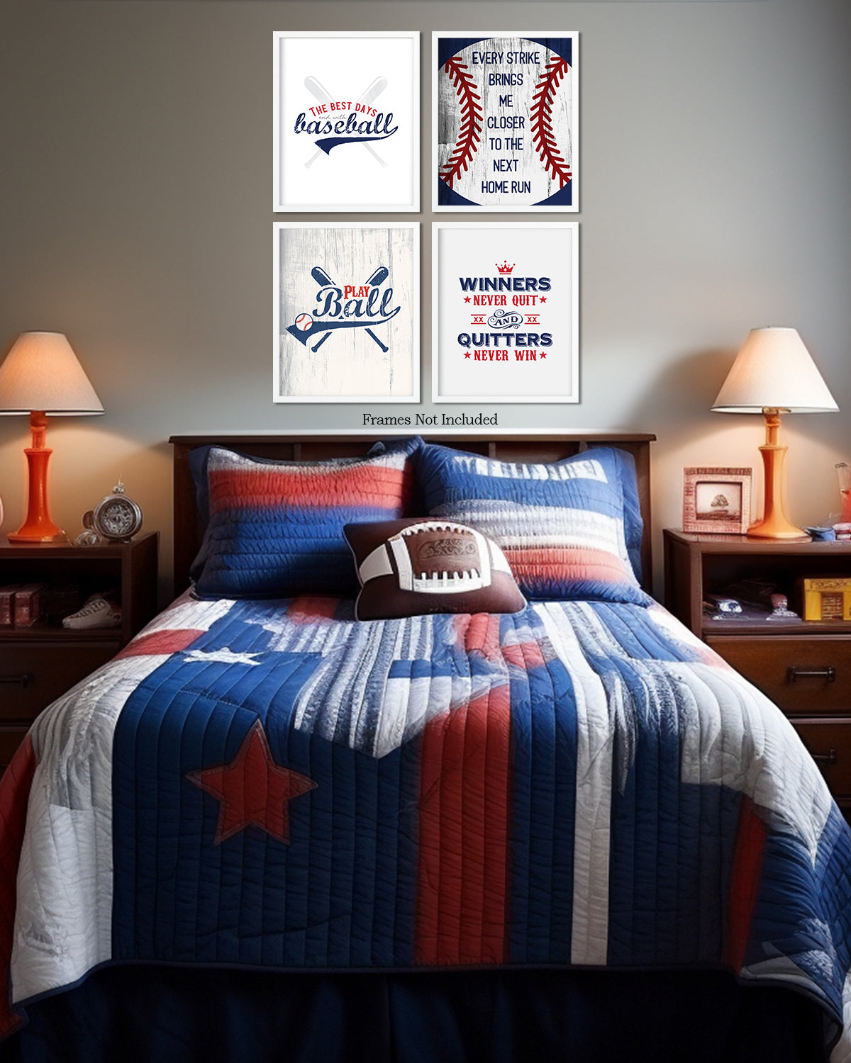 Inspirational Baseball Wall Art for Boys, Kids Room, Family or Game Room, Man Cave, Den - Home Decor Gift for Sports Fans, Baseball Players
