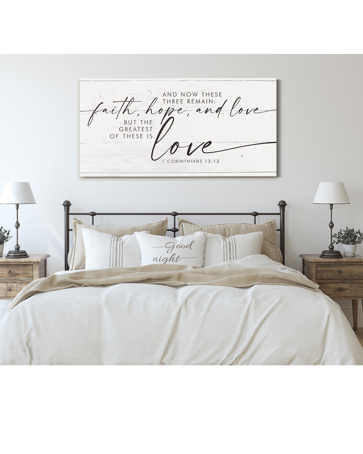 Bedroom Wall Decor Above Bed - And Now These Three Remain Room Decor - 1 Corinthians Sign - Bible Verses Wall Decor - Bridal Shower Wedding Gift For Couple