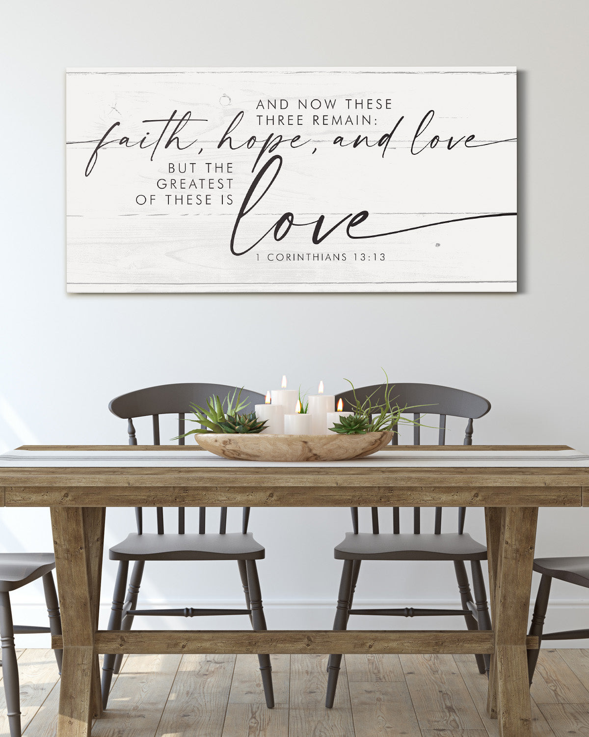 Bedroom Wall Decor Above Bed - And Now These Three Remain Room Decor - 1 Corinthians Sign - Bible Verses Wall Decor - Bridal Shower Wedding Gift For Couple
