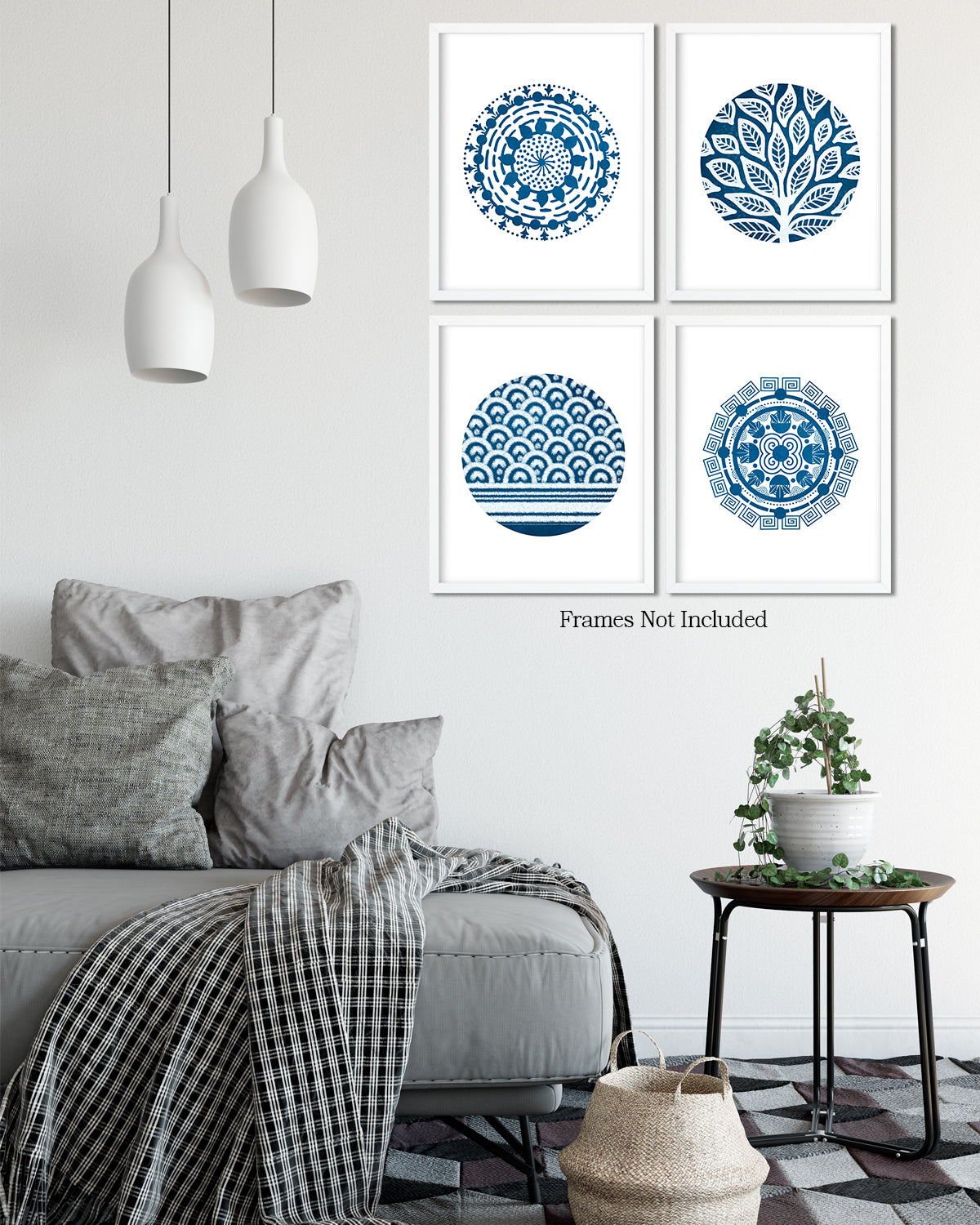 Set of 4 geometric abstract images for bathroom, kitchen, office, design studio - Beautiful gift for women
