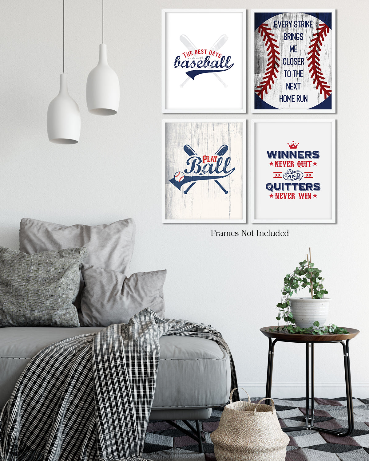 Inspirational Baseball Wall Art for Boys, Kids Room, Family or Game Room, Man Cave, Den - Home Decor Gift for Sports Fans, Baseball Players