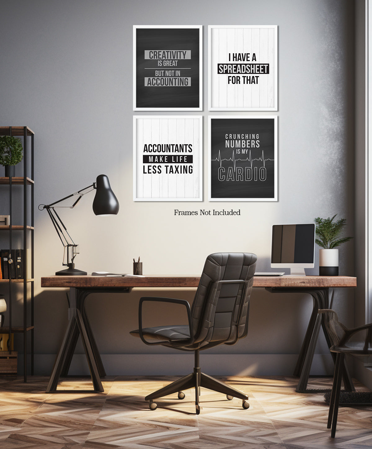 Accounting Gifts Room Decor - Set of 4 Fun Office Decor - Great Wall Art Gift for Accountants CPA, Graduation, New Job, Student