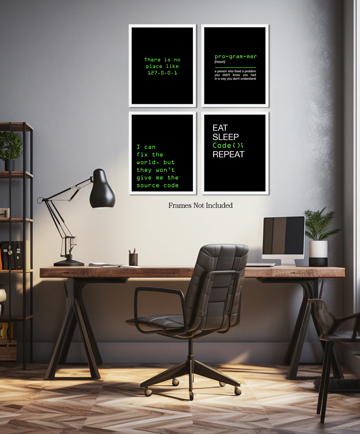 Coding Gifts Room Decor - Set of 4 Fun Office Decor - Great Wall Art Gift for Programmers, Graduation, New Job, Student