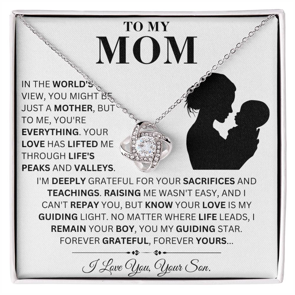 Mom - Forever Grateful   - Love Knot Necklace
