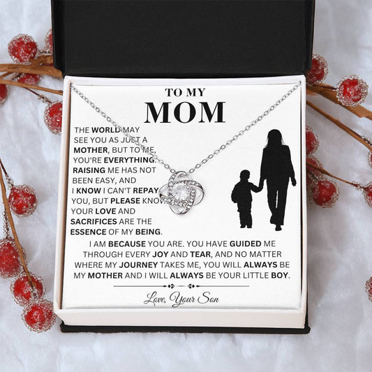 Mom - Always Be Your Little Boy  - Love Knot Necklace