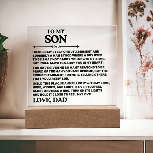 [ALMOST SOLD OUT] TO MY SON - CARRY YOU IN MY HEART  - ACRYLIC PLAQUE