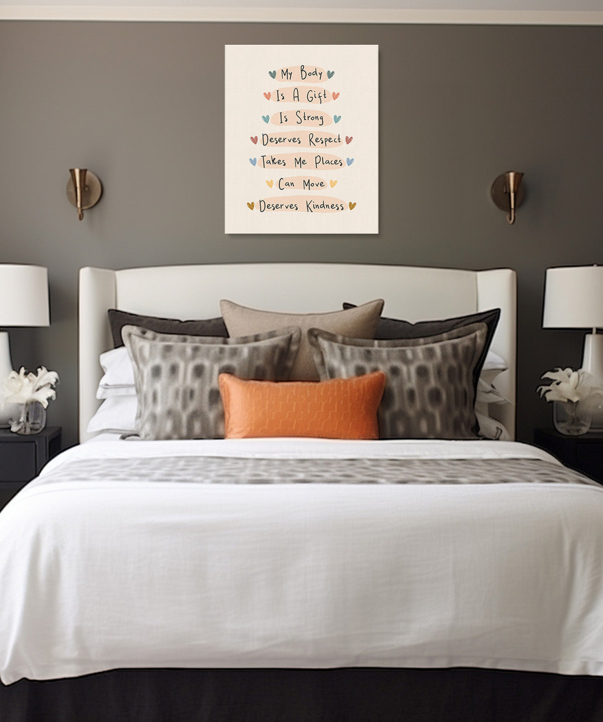 My Body Is A Gift Is Strong Deserves Respect Inspirational Wall Art - Positive Affirmations Wall Decor for Women Girls Teens Daughter