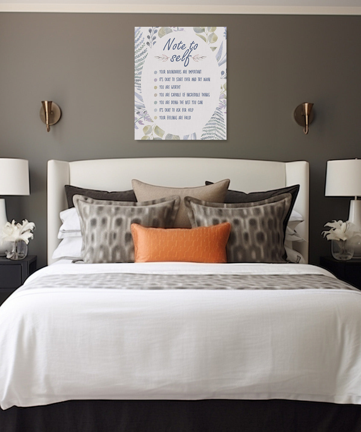 Note To Self Your Boundaries Are Important You are Worthy Affirmation Wall Decor