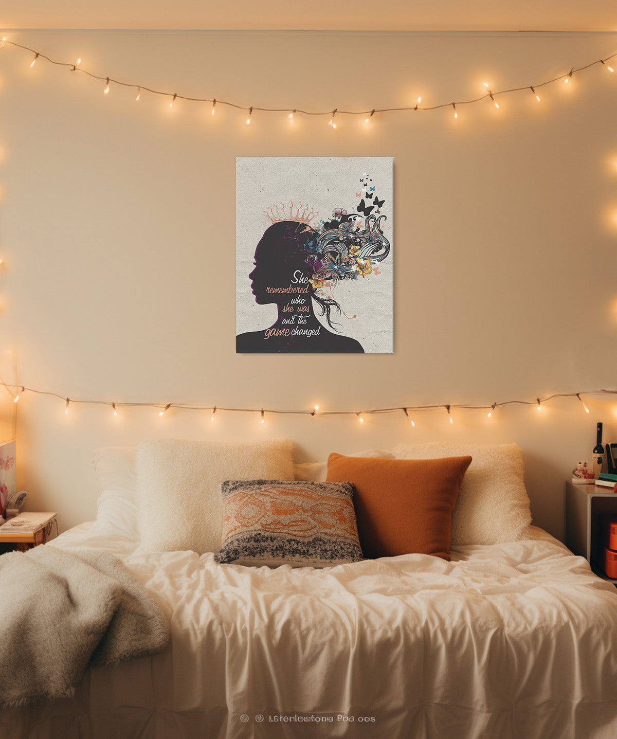 She Remembered Who She Was and The Game Changed Inspirational Wall Art - Positive Affirmations Wall Decor for Women Girls Teens Daughter - Uplifting Aesthetic Home Decor