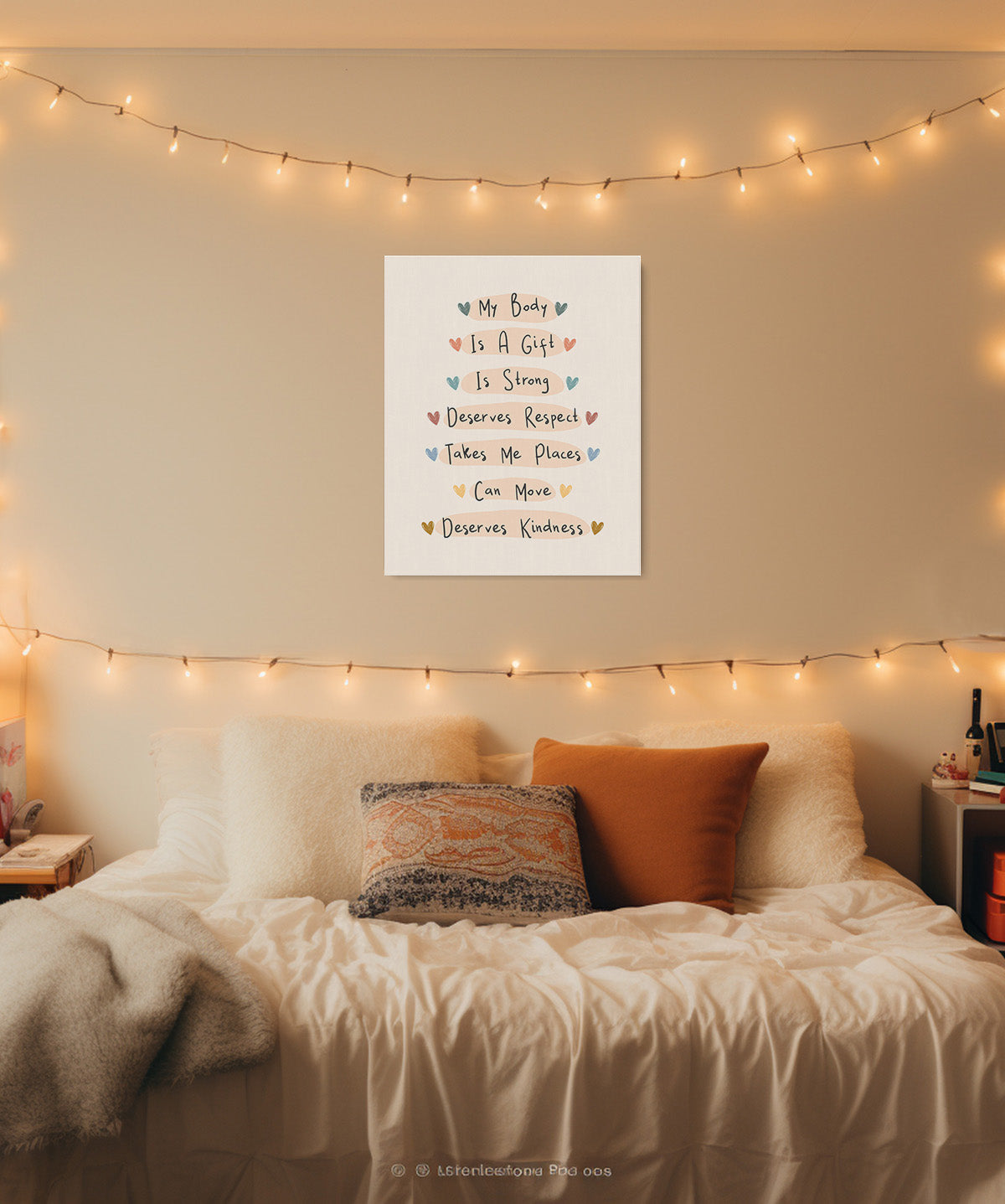 My Body Is A Gift Is Strong Deserves Respect Inspirational Wall Art - Positive Affirmations Wall Decor for Women Girls Teens Daughter