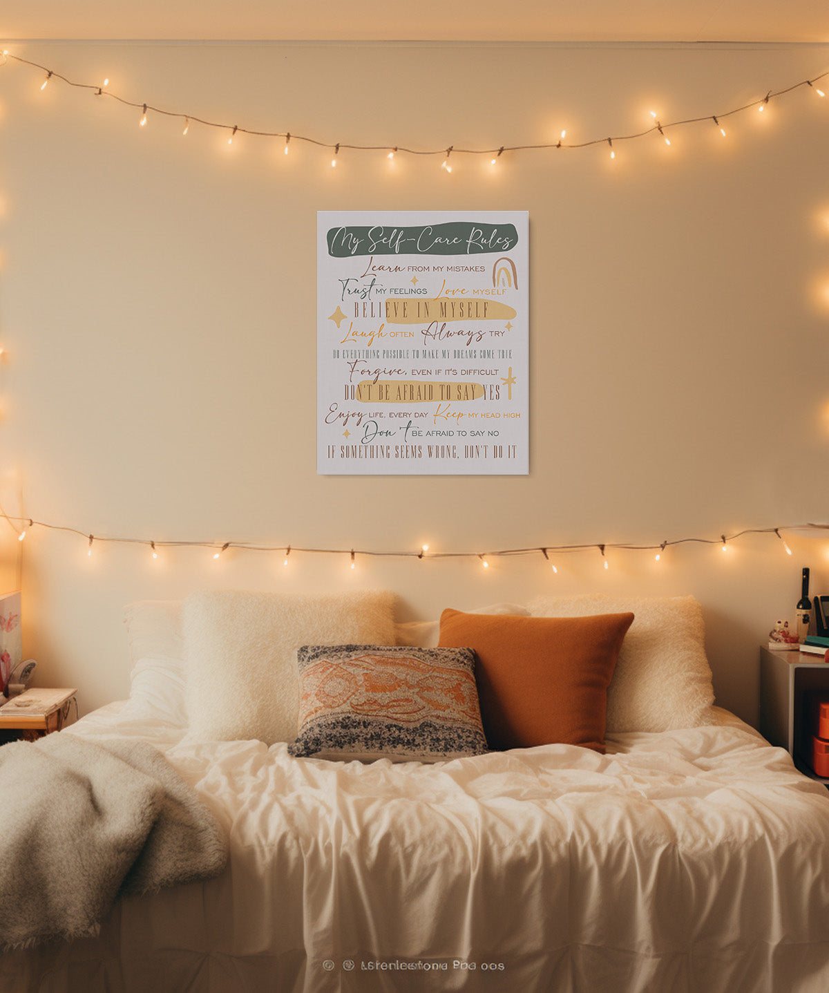 My Self Care Rules Inspirational Wall Art - Positive Affirmations Wall Decor