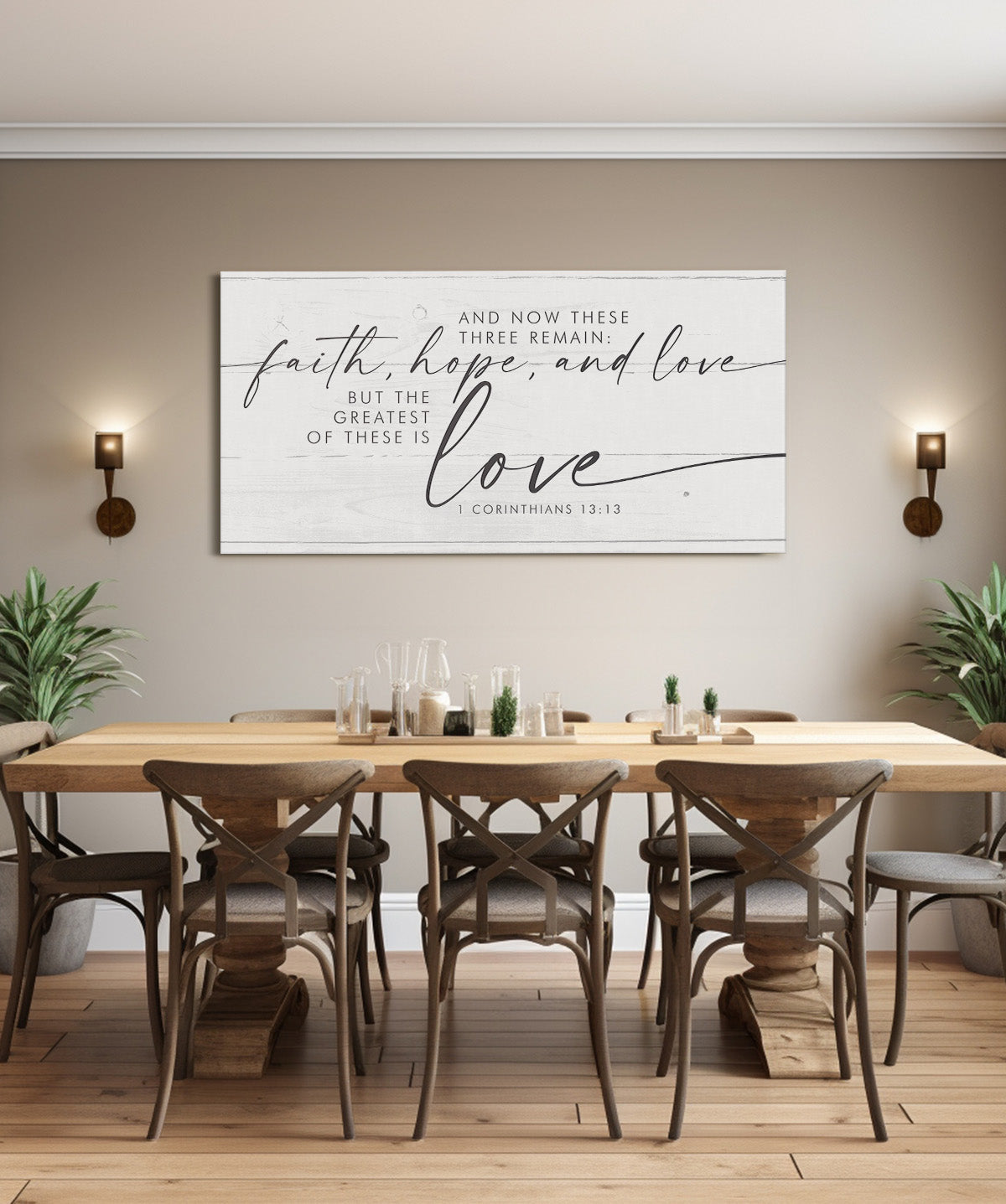 Bedroom Wall Decor Above Bed - And Now These Three Remain Room Decor - 1 Corinthians Sign - Bible Verses Wall Decor - Bridal Shower Wedding Gift For Couple
