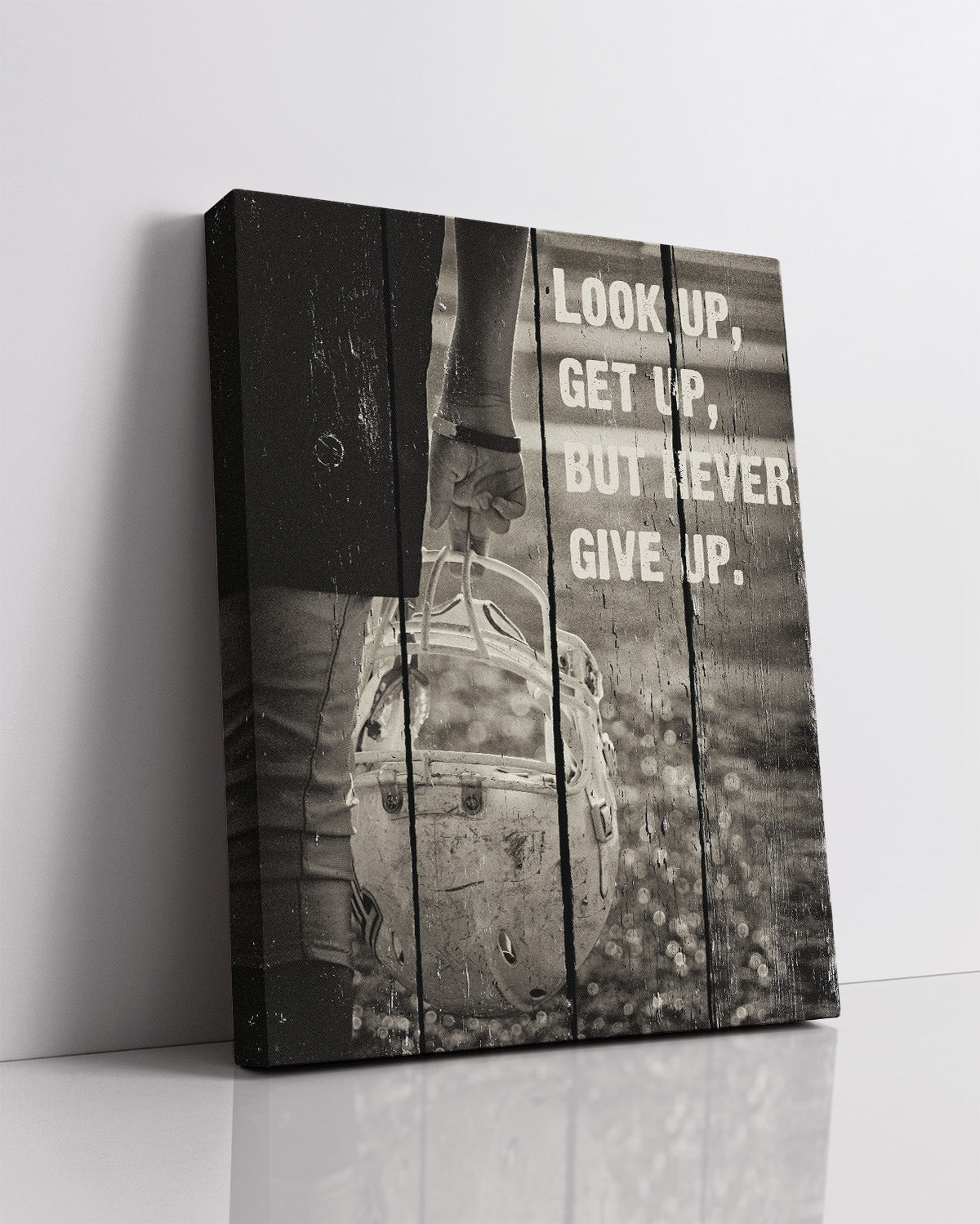 Look Up, Get Up, But Never Give Up - Football Wall Art Decor